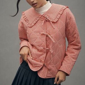 Maeve Red Checkered Puffer Jacket